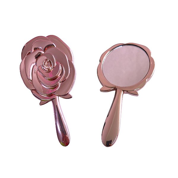 Espelho de Mão Pequeno Flor Rose