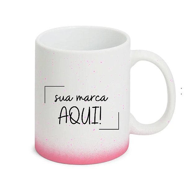 Caneca Personalizada c/ Logo Branca Splash Rosa 325Ml
