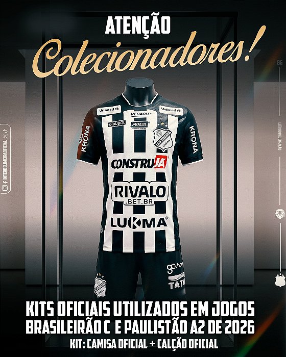 KIT OFICIAL JOGADOR 2026 CAMISA + CALÇÃO