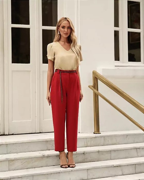 Calça Alfaiataria Ballon Vermelha