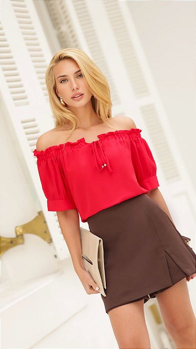 Blusa Ombro a Ombro Vermelha