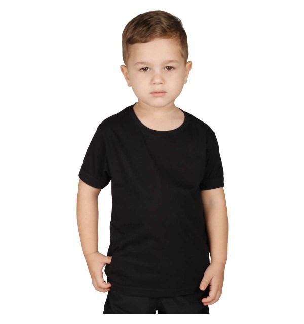 Camiseta infantil PRETA 100% poliestr fio 30.1 Gramatura 160
