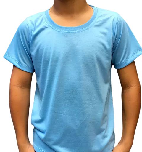 Camiseta infantil AZUL CLARO 100% poliestr fio 30.1 Gramatura 160