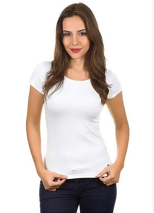 Baby Look Feminina BRANCA para sublimação 100% poliestr 160 gramatura