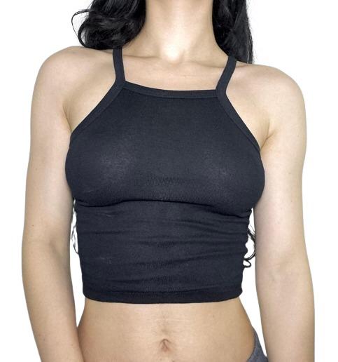 Cropped Alcinha Feminina PRETA 96% Algodão 4% Lycra Fio 30.1