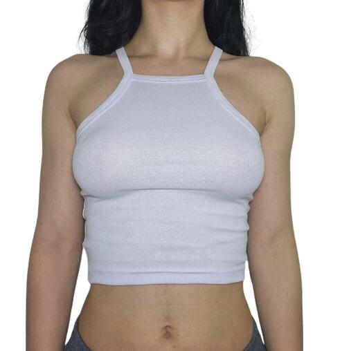Cropped Alcinha Feminina BRANCA 96% Algodão 4% Lycra Fio 30.1