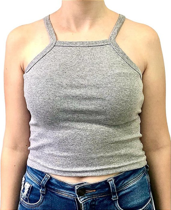 Cropped AlcinhaFeminina CINZA MESCLA 96% Algodão 4% Lycra Fio 30.1