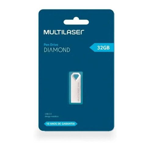 PEN DRIVE MULTILASER DIAMOND 32GB USB 2.0 METÁLICO PD851