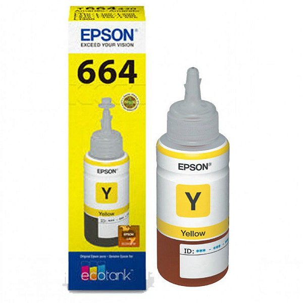 REFIL TINTA EPSON 664 AMARELO T664420 PARA L120/L210/L350/L455