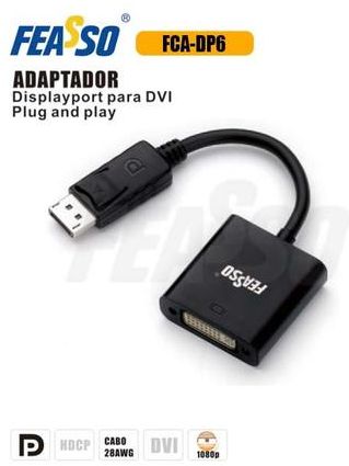 Cabo Adaptador Displayport X Dvi-d 24+1 Feasso  Fca-dp6