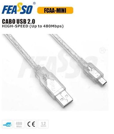 CABO USB MINI 1,2 METROS USB FEASSO FCAA-MINI
