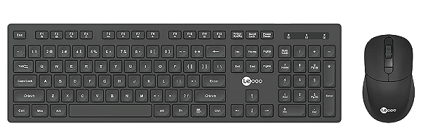 KIT TECLADO+MOUSE SEM FIO KW201 PRETO LECOO