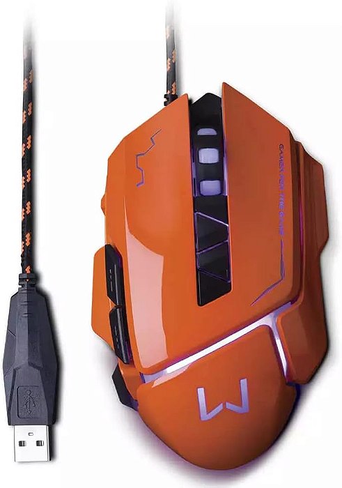 MOUSE COM FIO GAMER 3200 DPI LARANJA USB MO263 WARRIOR
