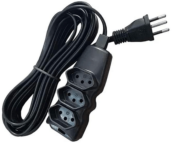 EXTENSÃO COM 3 TOMADAS PP 3X0,75 10MTS PT F.C.