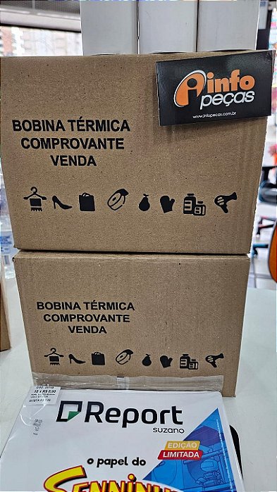 KIT 154 - 2 CX BOBINA TÉRMICA 80X30 + SENINHA 50FOLHAS 60 BOBINAS