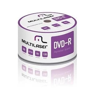 DVD-R VEL. 08X - 50 UN. IMPRIMIVEL BRANCO MULTILASER DV052