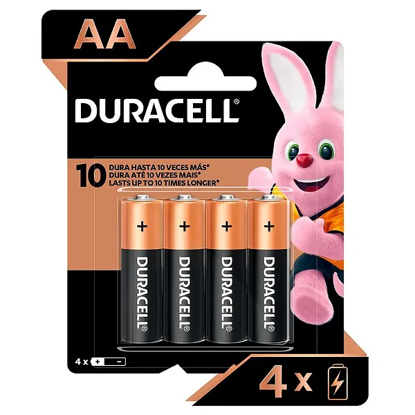 Pilha Alcalina Duracell AA Pequena com 4 Unidades Original