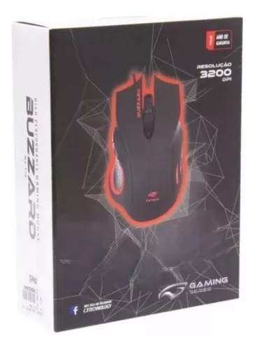 MOUSE COM FIO GAMER USB BUZZARD MG-110BK PRETO C3T