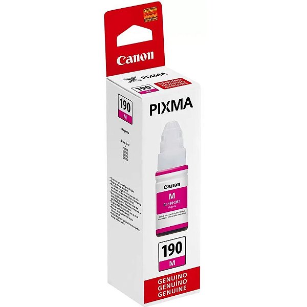 REFIL DE TINTA MAGENTA PARA IMPRESSORA CANON SERIE G, MODELO GI - 190 M
