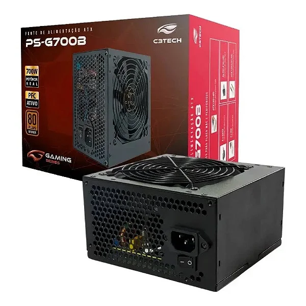 Fonte ATX 600W C3Tech PS-G600B 80 Plus Bronze PFC Ativo