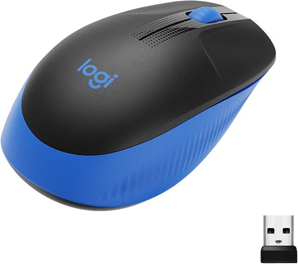 MOUSE SEM FIO LOGITECH M190, PRETO E AZUL