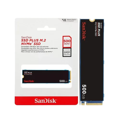 SSD SanDisk Plus 500GB M.2 2280 NVMe PCIe Gen 3.0 - SDSSDA3N-500G-G26 - Infopeças