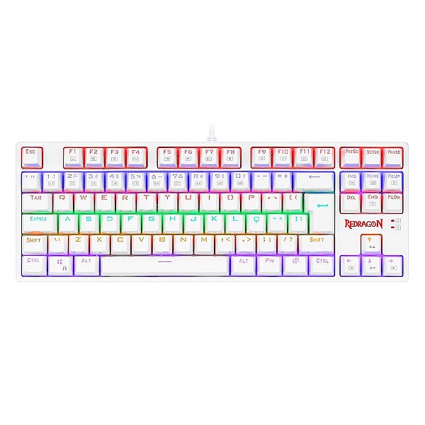 TECLADO MECANICO REDRAGON DAKSA BRANCO KEYBOARD SWITCH AZUL K576W-R