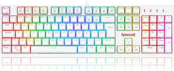 TECLADO OPTICO GAMER REDRAGON SURARA PRO RGB BRANCO SWITCH AZUL K582W