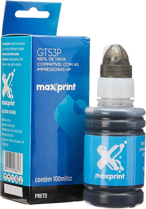 REFIL MAXPRINT/HP GT53P PRETO 61000008