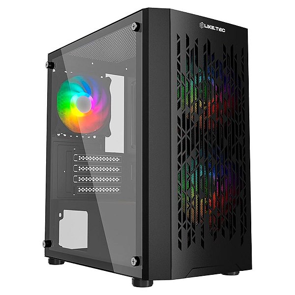 GABINETE GAMER DARK REVOLUTION RGB (3X FAN RGB / LATERAL VIDRO / M-ATX / MESH / PSUCOVER) LIKETEC