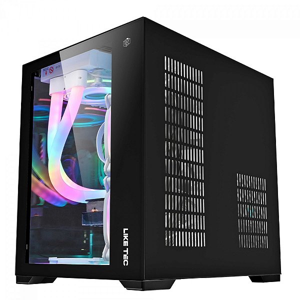 GABINETE GAMER DASHA BLACK (3X FAN ARGB / CUBO DESIGN / M-ATX / FRONTAL VIDRO) LIKETEC