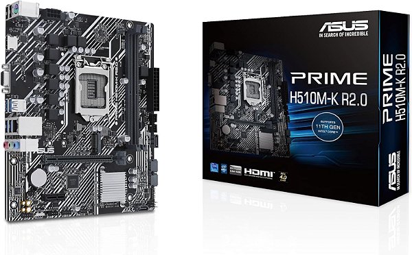 PLACA MÃE PARA INTEL ASUS H510M-K R2.0 DDR4 LGA1200 MATX