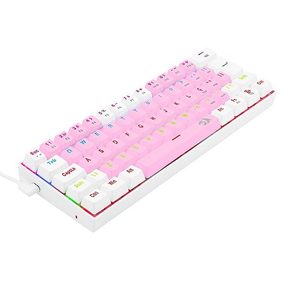 TECLADO GAMER REDRAGON LAKSHMI RAINBOW ROSA E BRANCO COM SWITCH MARROM K606PW-R (PT-BROWN)
