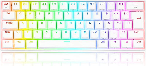 TECLADO MECANICO GAMER DRACONIC PRO RGB BRANCO/ROSA SWITCH MARRON K530WP REDRAGON