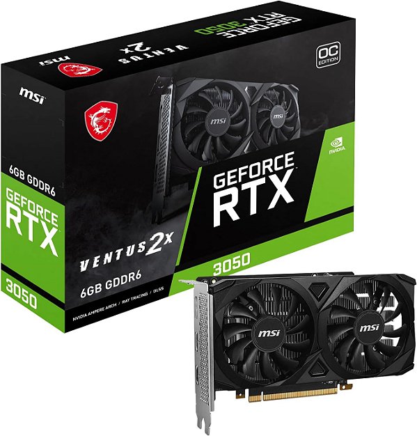 PLACA DE VIDEO MSI GEFORCE 912-V812-016 (GPU RTX 3050 VENTUS 2X GB GDDR6)