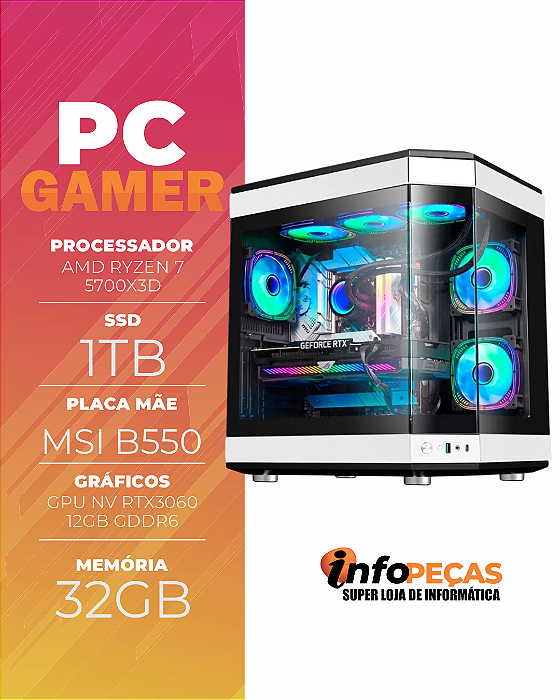 PC GAMER UNREAL RYZEN 7  MEM 16GB HD 1TB RTX 3060