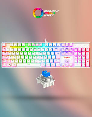 TECLADO MECANICO GAMER REDRAGON MITRA BRANCO/ROSA RGB COM SWITCH AZUL K551WP-RGB (PT-BLUE)
