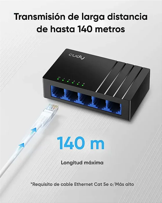 Switch Cudy 5 Portas Fast Ethernet Branco FS105D V3.0 | Infopeças