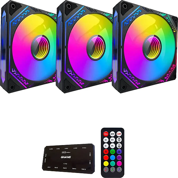 KIT COOLER CD GRAIN ARGB - 3 VENTOINHAS COOLER ARGB 120X25MM COM ILUMINAAO