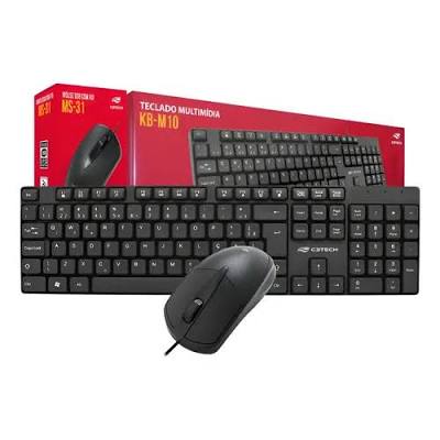KIT TECLADO + MOUSE S/FIO K-W10BK C3TKit Teclado e Mouse Sem Fio C3Tech K-W10BK - ABNT2 Preto