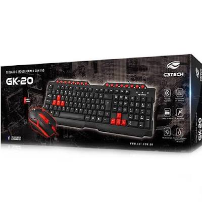 KIT TECL+MOUSE USB GAMING GK-20V2BK C3T