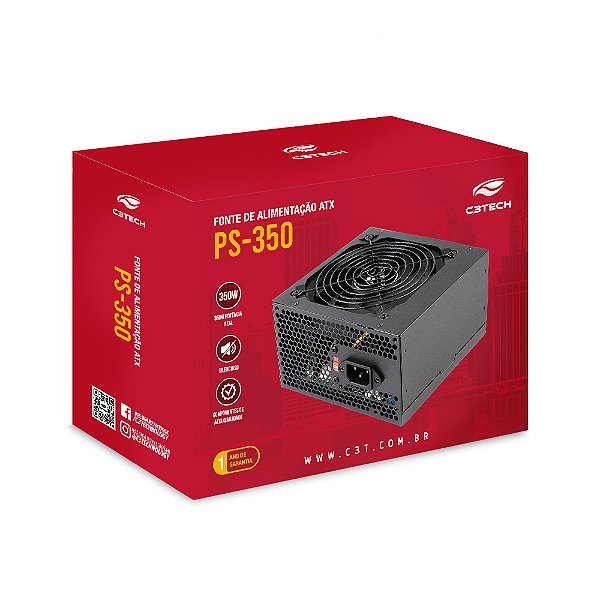 FONTE 350W PS-350BK PRETA C3TECH S/CABO