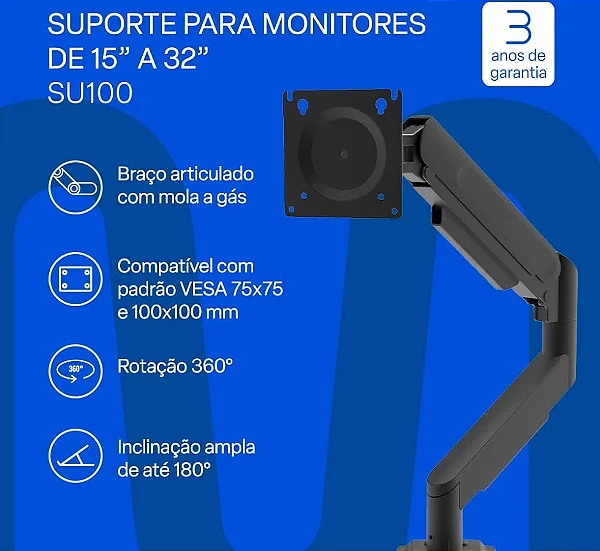 Suporte de Mesa para Monitor 15 a 32 Polegadas Multi SU100