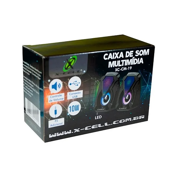 Caixa de Som para Computador PC e Notebook 6W USB X-Cell - XC-CM-19