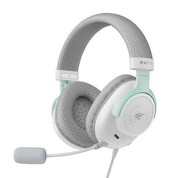 Headset Gamer Havit H2230E White/Cyan Drivers 50mm P3 Infopeças