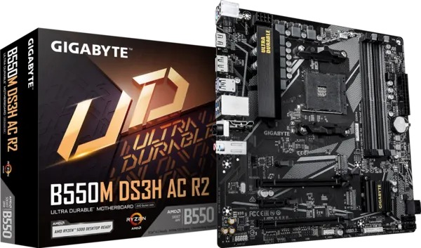 Placa Mãe Gigabyte B550M DS3H AC R2 AM4 DDR4 Wi-Fi Bluetooth Infopeças