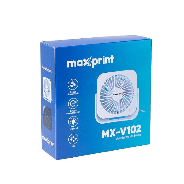 Ventilador de Mesa USB Maxprint MX-V102 Branco 360° | Infopeças