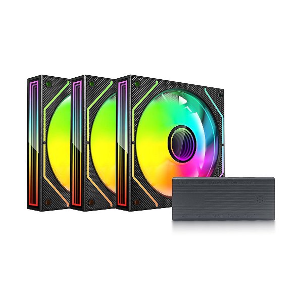 Kit Cooler Fan C3Tech F9-L660BKRGB ARGB 3 Fans 120mm | Infopeças