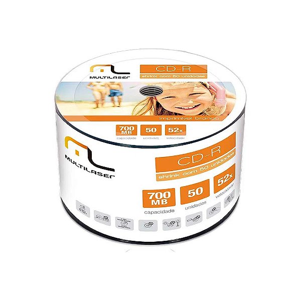 Cd-r Printable White 50 Pcs Bulk Multilaser Cd052