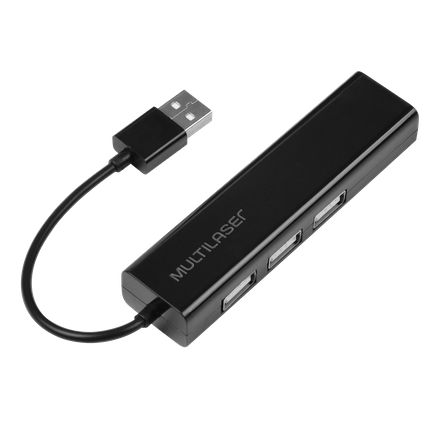 Hub usb 2.0 3 portas + rj45 femea preto ac304